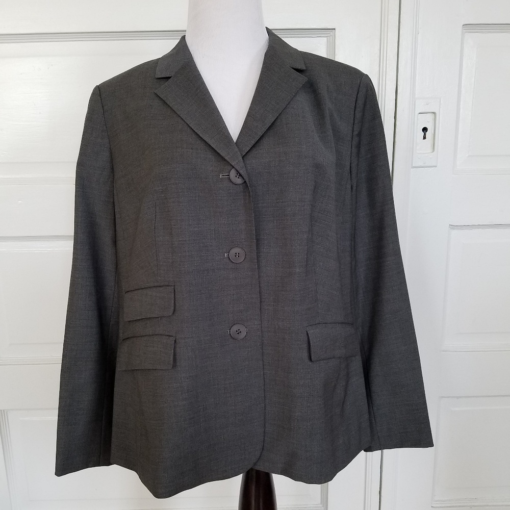 NWOT Talbots Petites 14W Charcoal Gray Blazer